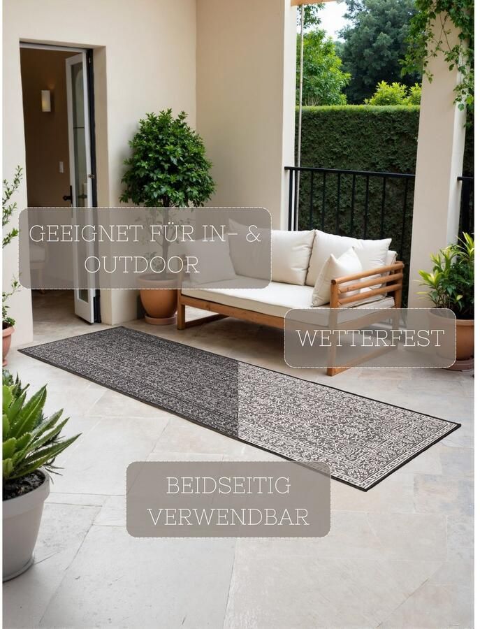 HANSE Home Outdoorkleed Kona omkeerbaar tapijt Binnen en buiten platweefsel weerbestendig onderhoudsvriendelijk robuust - Foto 2