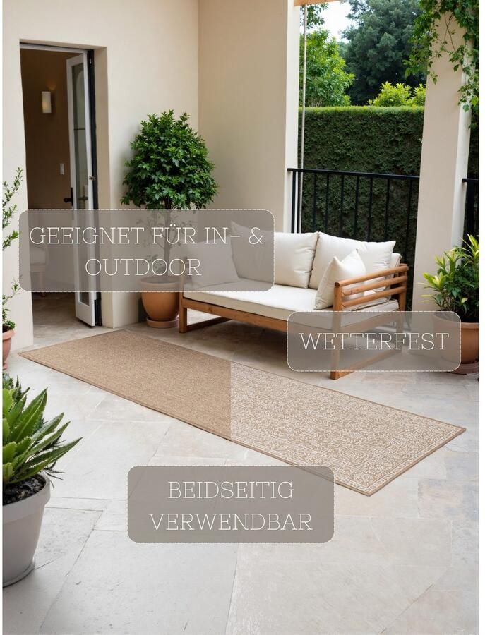 HANSE Home Outdoorkleed Kona omkeerbaar tapijt Binnen en buiten platweefsel weerbestendig onderhoudsvriendelijk robuust - Foto 2