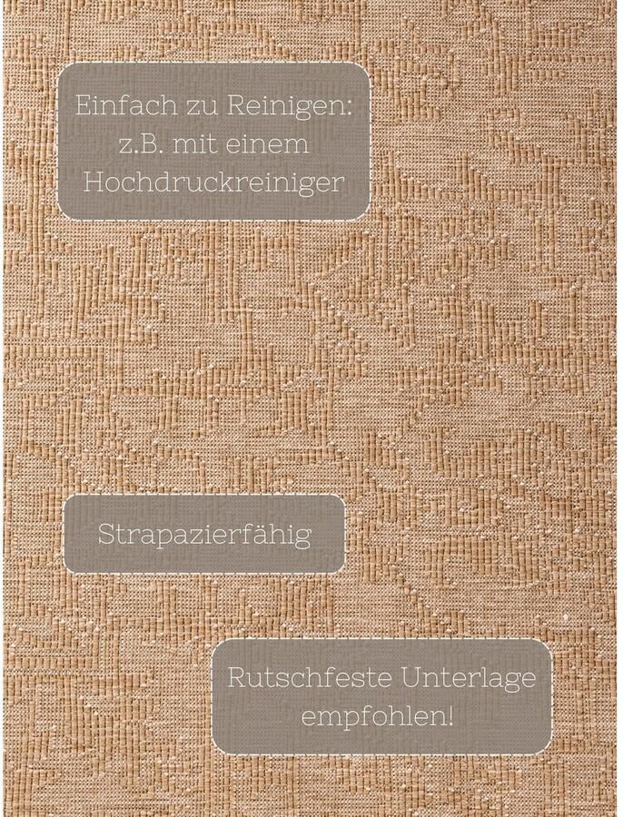 HANSE Home Outdoorkleed Kona omkeerbaar tapijt Binnen en buiten platweefsel weerbestendig onderhoudsvriendelijk robuust - Foto 4