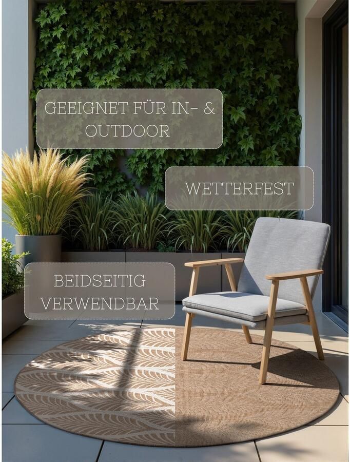 HANSE Home Outdoorkleed Liora omkeerbaar tapijt Binnen en buiten platweefsel weerbestendig onderhoudsvriendelijk robuust - Foto 5