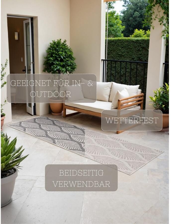 HANSE Home Outdoorkleed Liora omkeerbaar tapijt Loper binnen en buiten platweefsel weerbestendig onderhoudsvriendelijk robuust - Foto 2