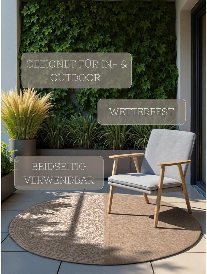 HANSE Home Outdoorkleed Rosel omkeerbaar tapijt Binnen en buiten platweefsel weerbestendig onderhoudsvriendelijk robuust - Foto 7