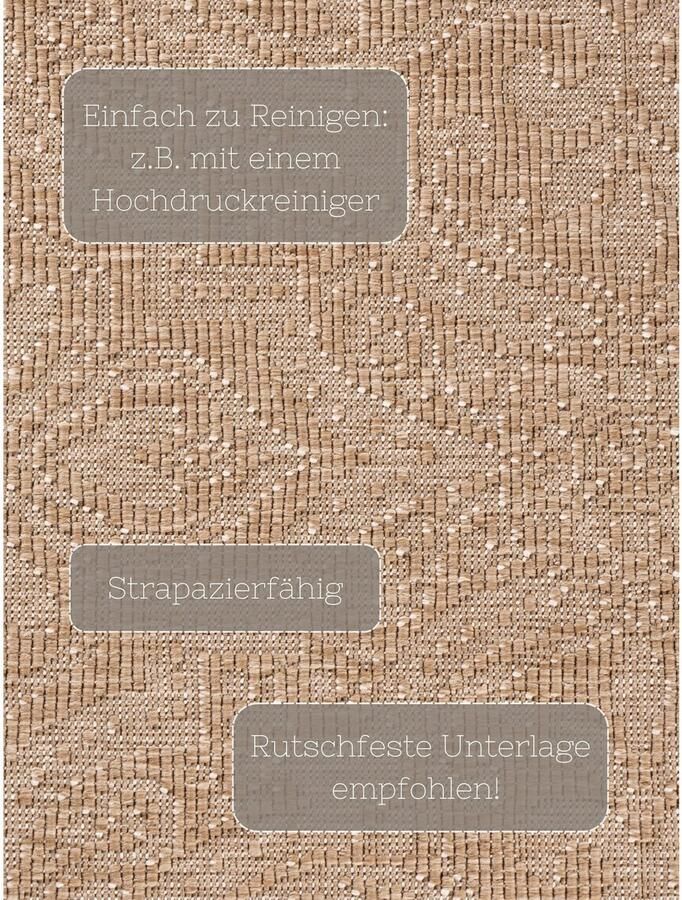 HANSE Home Outdoorkleed Rosel omkeerbaar tapijt Binnen en buiten platweefsel weerbestendig onderhoudsvriendelijk robuust - Foto 8