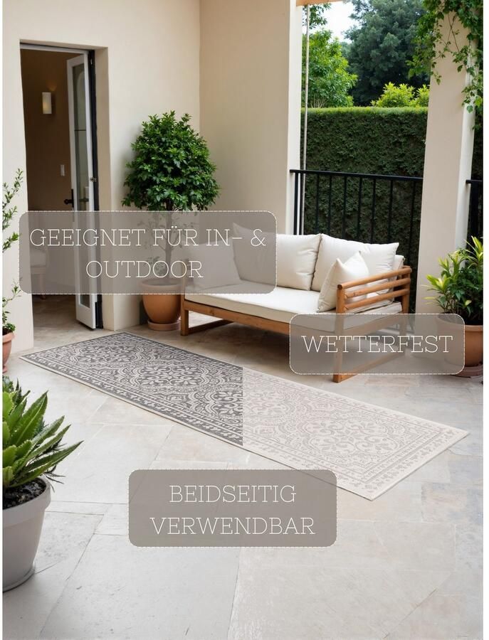 HANSE Home Outdoorkleed Rosel omkeerbaar tapijt Binnen en buiten platweefsel weerbestendig onderhoudsvriendelijk robuust - Foto 2