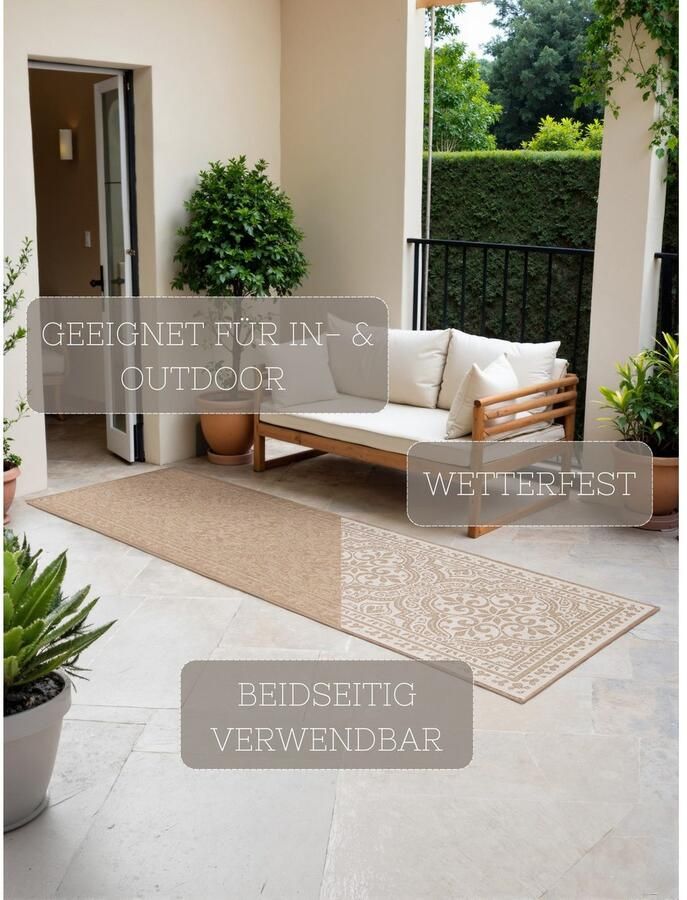 HANSE Home Outdoorkleed Rosel omkeerbaar tapijt Binnen en buiten platweefsel weerbestendig onderhoudsvriendelijk robuust - Foto 2