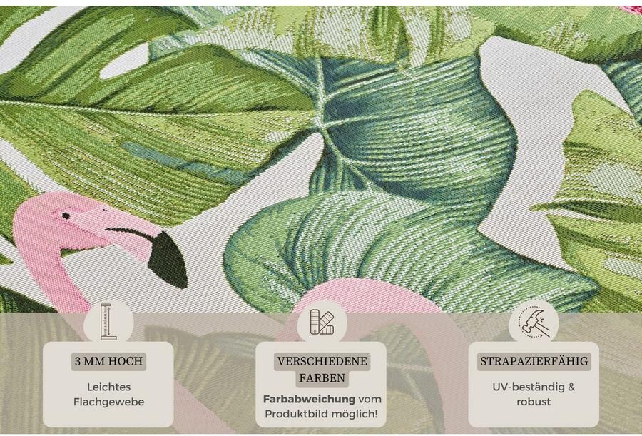HANSE Home Outdoorkleed Tropical Flamingo In-& outdoor tapijt weerbestendig balkon tuin woonkamer floraal - Foto 3