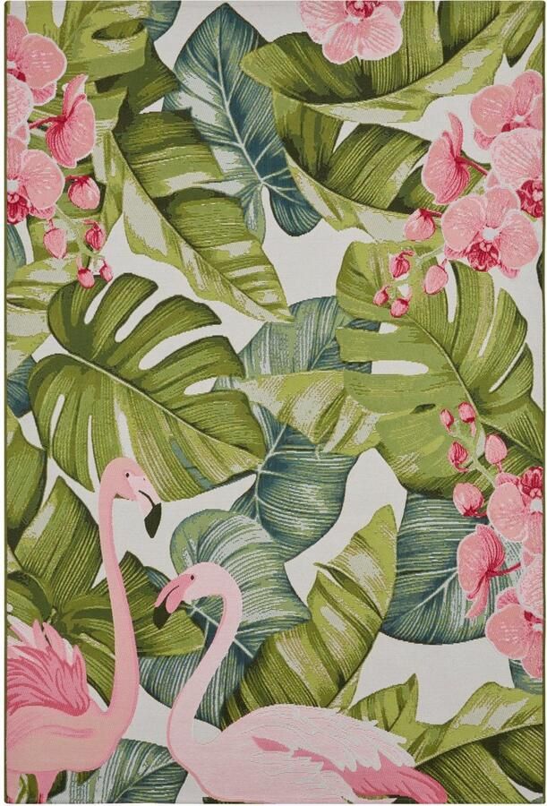 HANSE Home Outdoorkleed Tropical Flamingo In-& outdoor tapijt weerbestendig balkon tuin woonkamer floraal - Foto 4