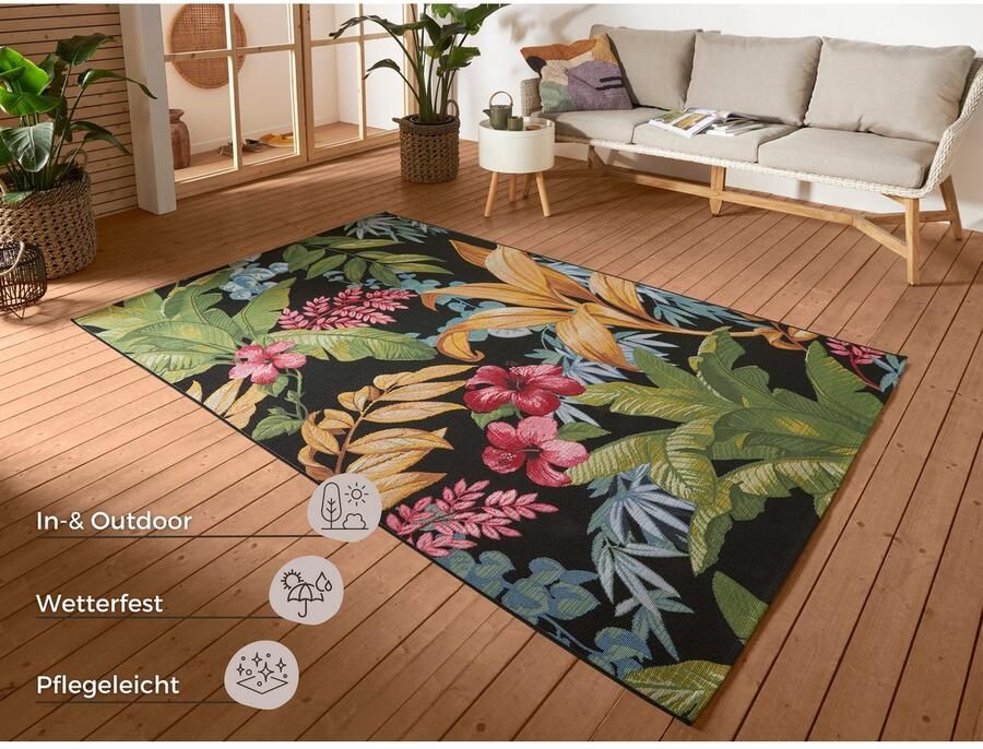 HANSE Home Outdoorkleed Tropical Flowers In-& outdoor tapijt weerbestendig balkon tuin woonkamer floraal - Foto 2