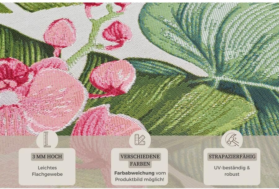 HANSE Home Outdoorkleed Tropical In-& outdoor tapijt weerbestendig balkon tuin woonkamer floraal - Foto 3