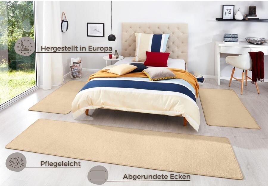 HANSE Home Set slaapkamerkleedjes Fancy Unikleur slaapkamerkleed 3-delige loperset voor de slaapkamer - Foto 4