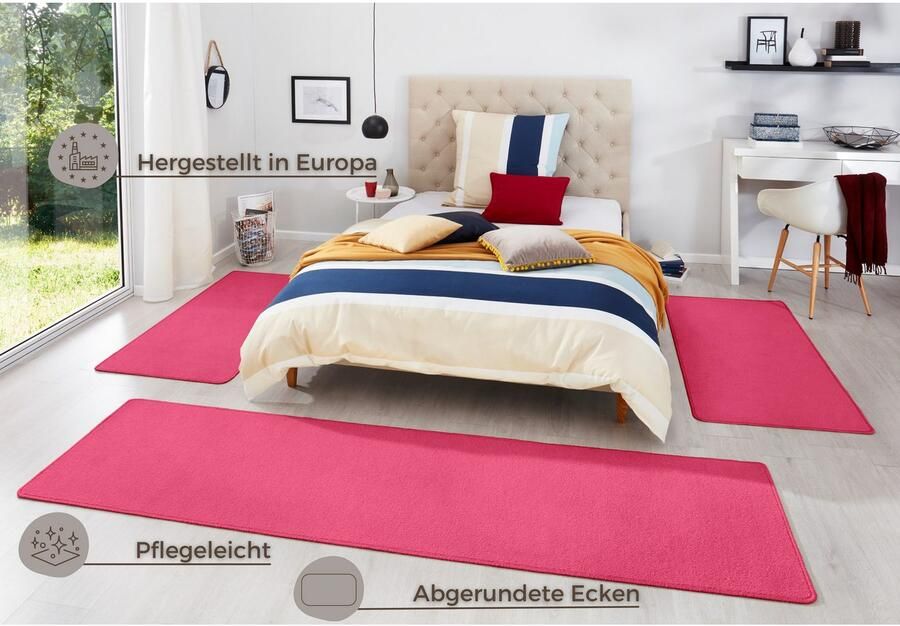 HANSE Home Set slaapkamerkleedjes Fancy Unikleur slaapkamerkleed 3-delige loperset voor de slaapkamer