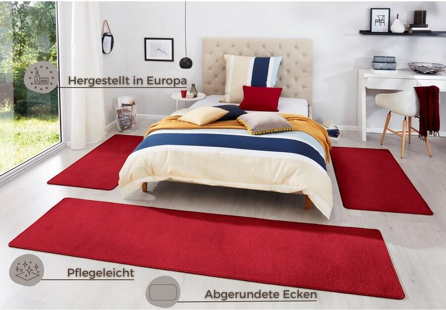 HANSE Home Set slaapkamerkleedjes Fancy Unikleur slaapkamerkleed 3-delige loperset voor de slaapkamer