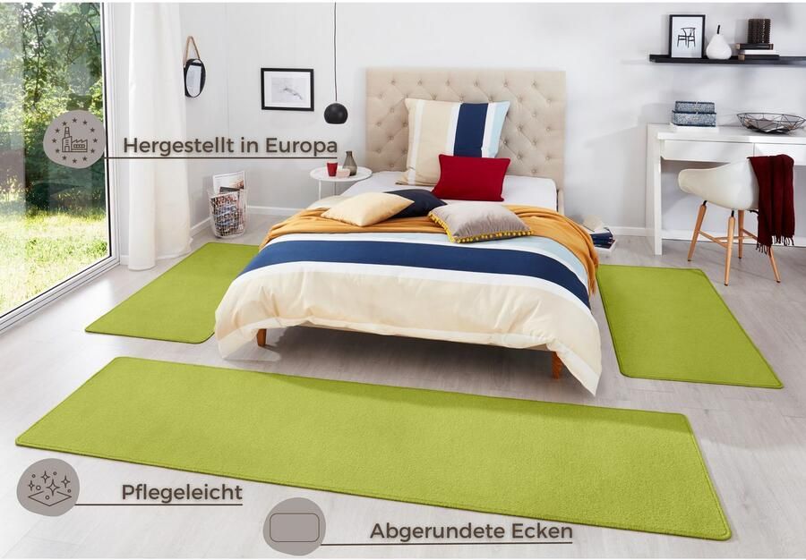 HANSE Home Set slaapkamerkleedjes Fancy Unikleur slaapkamerkleed 3-delige loperset voor de slaapkamer - Foto 4