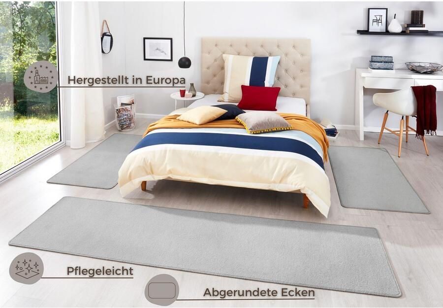 HANSE Home Set slaapkamerkleedjes Fancy Unikleur slaapkamerkleed 3-delige loperset voor de slaapkamer - Foto 4