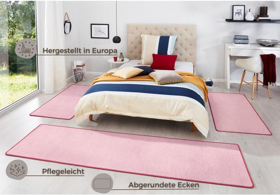 HANSE Home Set slaapkamerkleedjes Fancy Unikleur slaapkamerkleed 3-delige loperset voor de slaapkamer - Foto 4