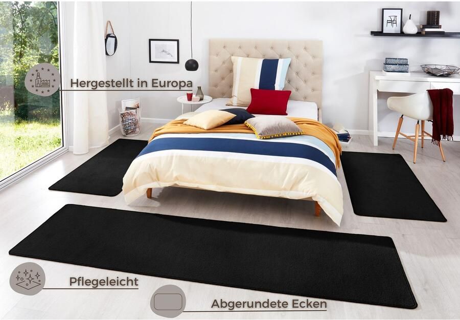 HANSE Home Set slaapkamerkleedjes Fancy Unikleur slaapkamerkleed 3-delige loperset voor de slaapkamer - Foto 4
