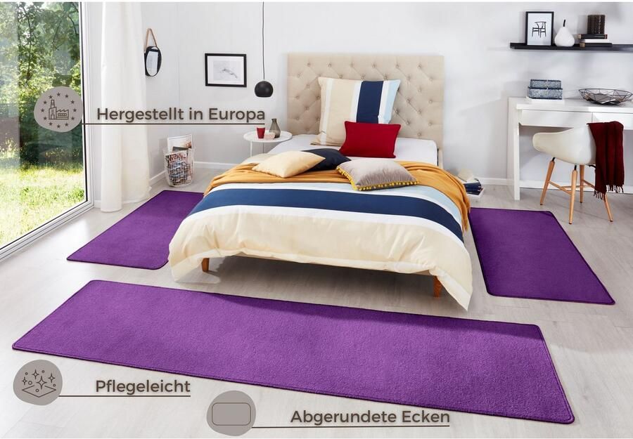 HANSE Home Set slaapkamerkleedjes Fancy Unikleur slaapkamerkleed 3-delige loperset voor de slaapkamer - Foto 3