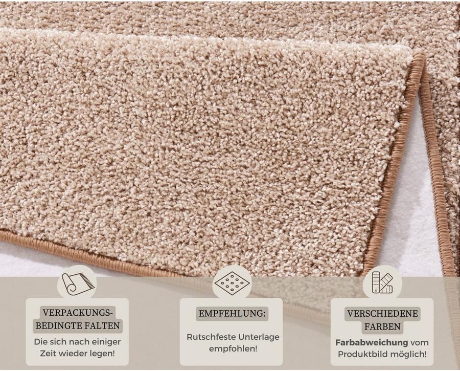 HANSE Home Vloerkleed Pure 100 korte pool Kortpolig effen omgezoomd loper woonkamer kinderkamer gang - Foto 3