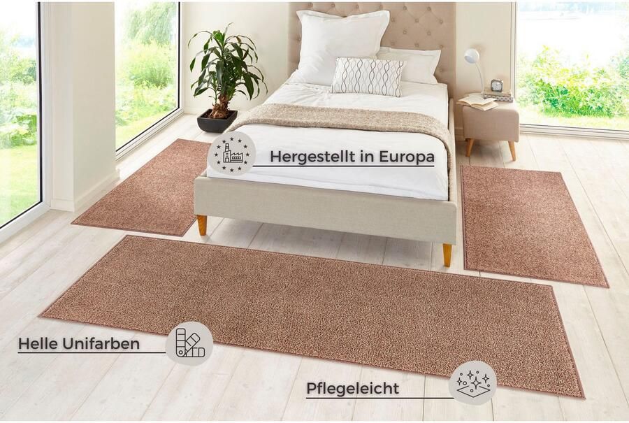 HANSE Home Set slaapkamerkleedjes Pure 100 Korte pool unikleur vloerkleed bedloper slaapkamerkleed loper - Foto 5