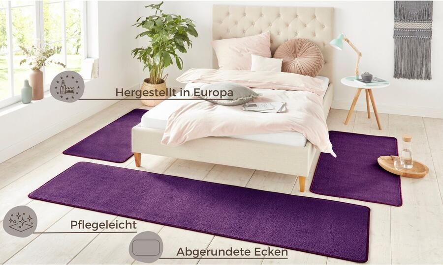 HANSE Home Set slaapkamerkleedjes Shashi Korte pool unikleur vloerkleed bedloper slaapkamerkleed loper - Foto 2