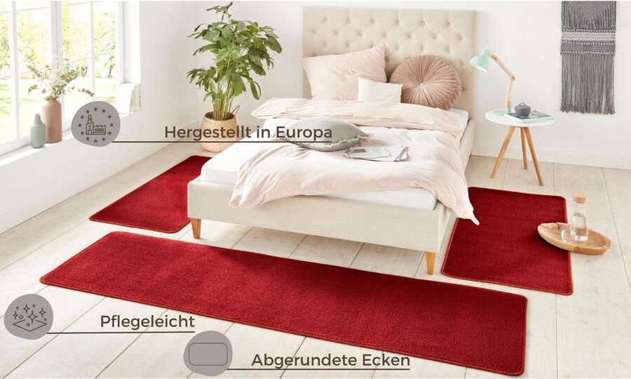 HANSE Home Set slaapkamerkleedjes Shashi Korte pool unikleur vloerkleed bedloper slaapkamerkleed loper - Foto 4