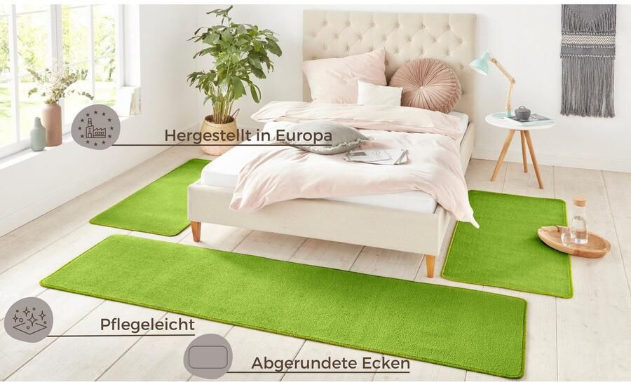 HANSE Home Set slaapkamerkleedjes Shashi Korte pool unikleur vloerkleed bedloper slaapkamerkleed loper - Foto 4