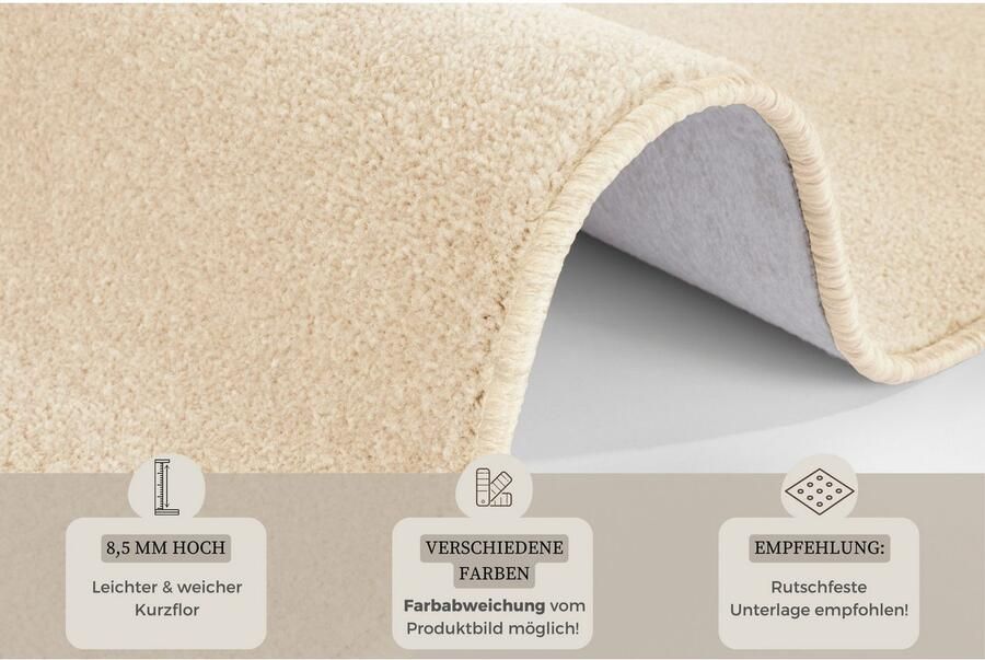 HANSE Home Vloerkleed Shashi Kortpolig effen kleuren loper zacht eetkamer kinderkamer gang - Foto 3