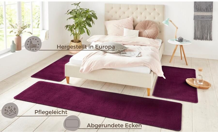 HANSE Home Set slaapkamerkleedjes Shashi Korte pool unikleur vloerkleed bedloper slaapkamerkleed loper - Foto 4
