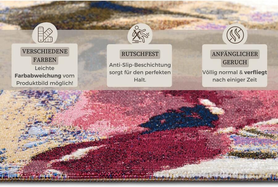 HANSE Home Vloerkleed Atika Bloemig kortpolig onderhoudsvriendelijk antislip glanzend woonkamer - Foto 4