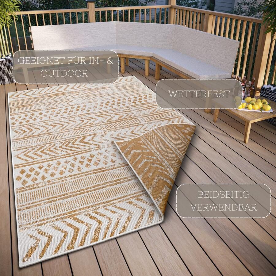 HANSE Home Vloerkleed BIRI tweezijdig te gebruiken kleed Binnen- en buitengebruik weerbestendig balkon loper woonkamer waterbestendig boho
