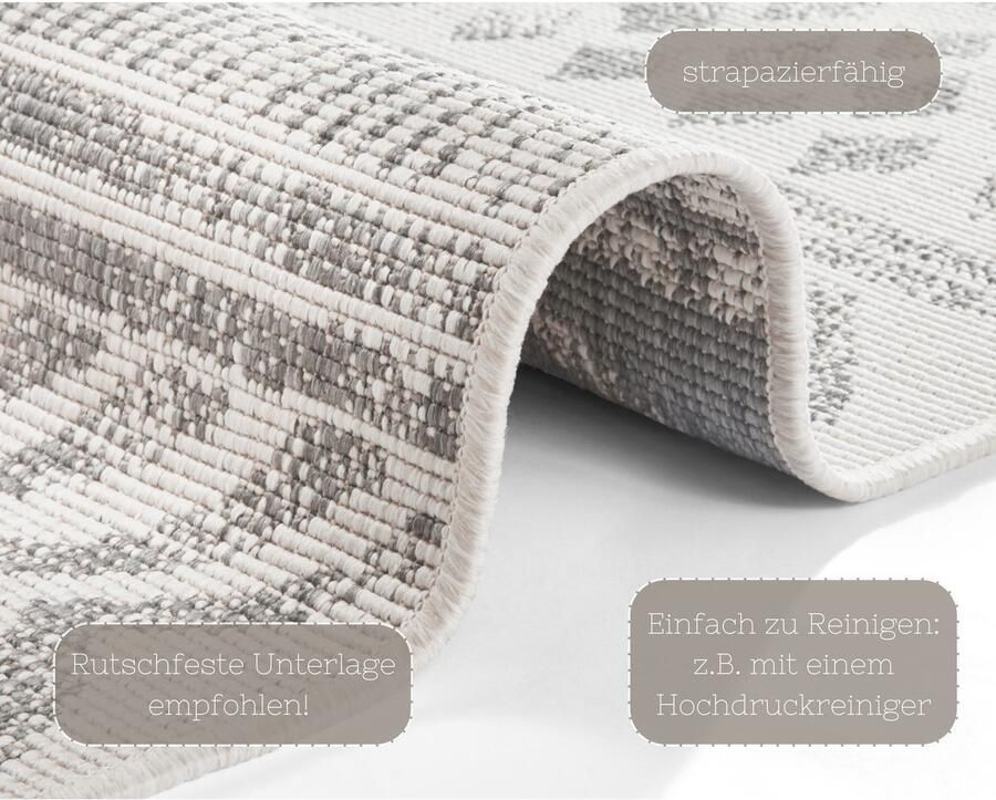 HANSE Home Vloerkleed BIRI tweezijdig te gebruiken kleed Binnen- en buitengebruik weerbestendig balkon loper woonkamer waterbestendig boho - Foto 4