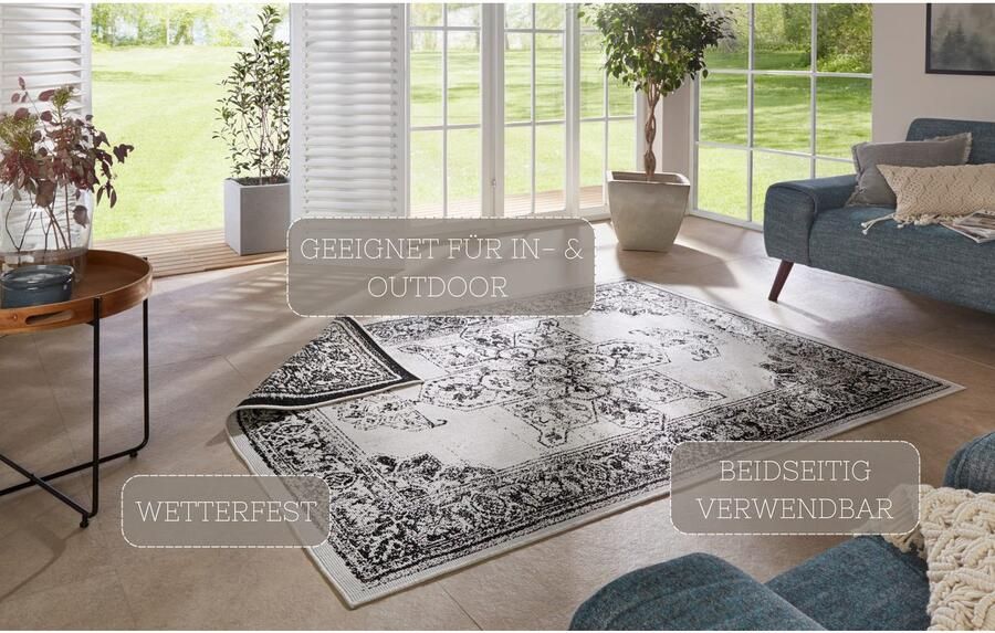 HANSE Home Vloerkleed Borbon tweezijdig te gebruiken kleed Geschikt voor binnen en buiten weerbestendig balkon tuin woonkamer waterbestendig - Foto 6