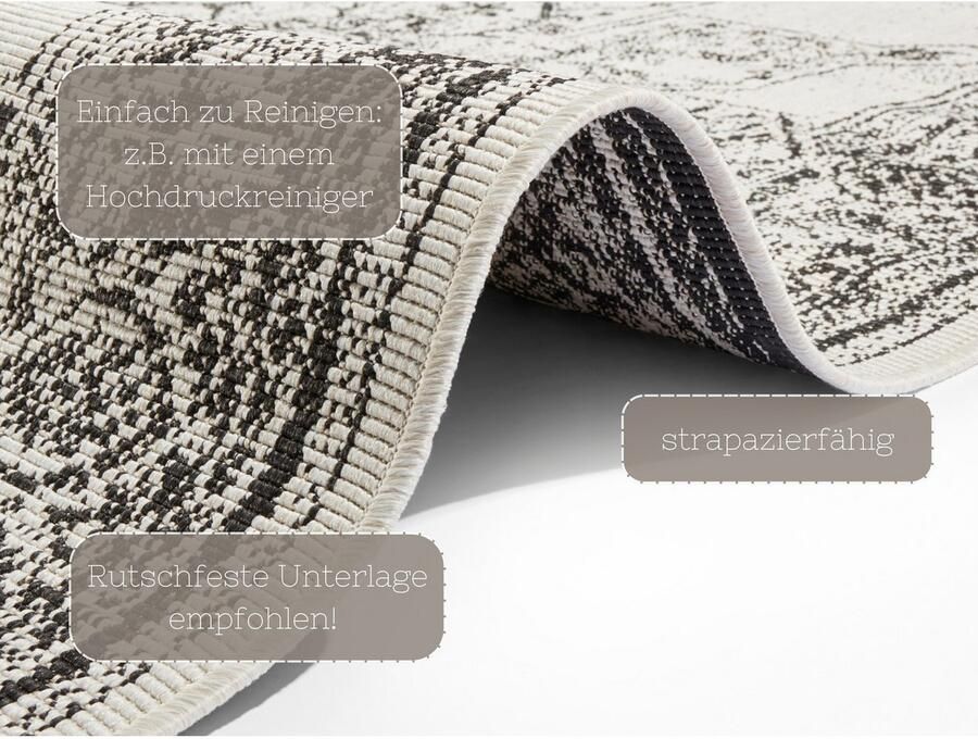 HANSE Home Vloerkleed Borbon tweezijdig te gebruiken kleed Geschikt voor binnen en buiten weerbestendig balkon tuin woonkamer waterbestendig - Foto 2