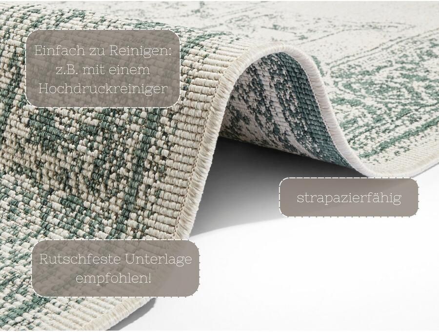 HANSE Home Vloerkleed Borbon tweezijdig te gebruiken kleed Geschikt voor binnen en buiten weerbestendig balkon tuin woonkamer waterbestendig - Foto 2