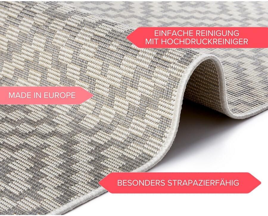 HANSE Home Vloerkleed Breeze In- & outdoor weerbestendig balkon tuin woonkamer ruiten