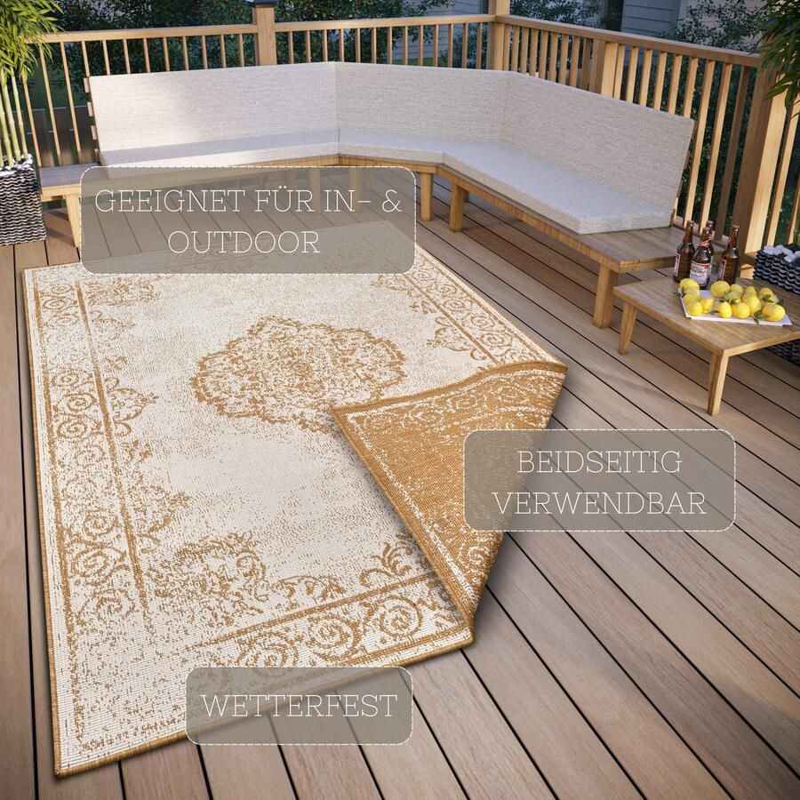 HANSE Home Vloerkleed CEBU tweezijdig te gebruiken kleed In- & outdoor weerbestendig balkon woonkamer waterbestendig oriëntaals