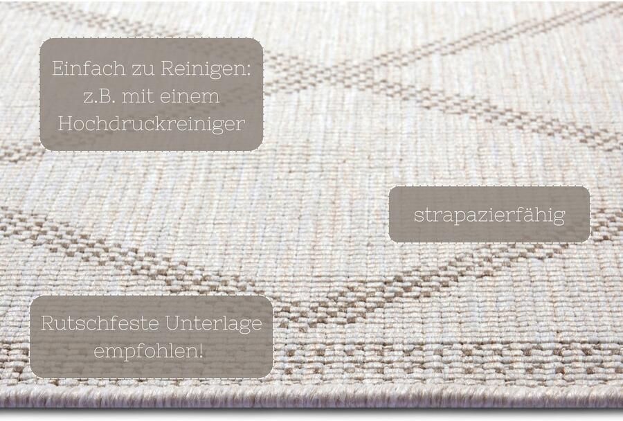 HANSE Home Vloerkleed Corsica tweezijdig te gebruiken kleed Binnen- en buitengebruik weerbestendig balkon loper woonkamer waterbestendig - Foto 7