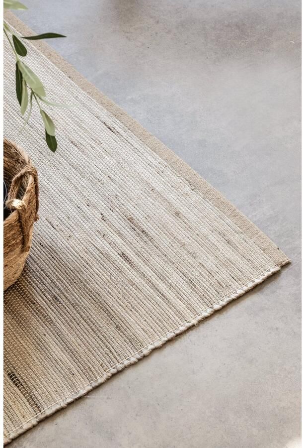 HANSE Home Vloerkleed Dhaka jute tapijt Loper handgeweven jute wol natuur woonkamer hal klassiek