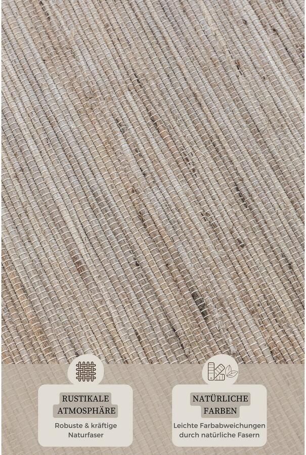 HANSE Home Vloerkleed Dhaka jute tapijt Loper handgeweven jute wol natuur woonkamer hal klassiek - Foto 8