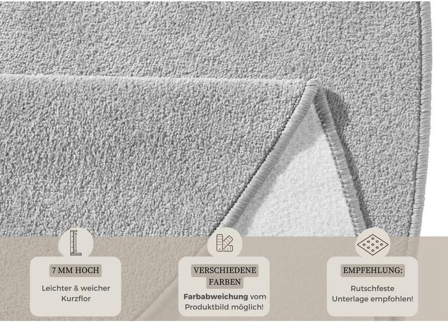 HANSE Home Vloerkleed Fancy Korte pool zacht uni woonkamer slaapkamer eetkamer - Foto 6
