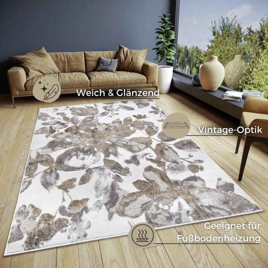 HANSE Home Vloerkleed Floral slijtvast onderhoudsvriendelijk robuust glanzend