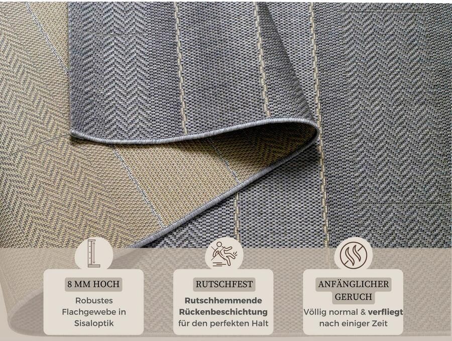 HANSE Home Vloerkleed Fürth Binnen- en buitengebruik loper weerbestendig balkon tuin woonkamer modern