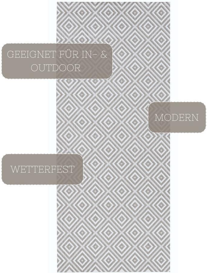 HANSE Home Vloerkleed Geruit Binnen- en buitengebruik loper weerbestendig ruit balkon tuin gang - Foto 9