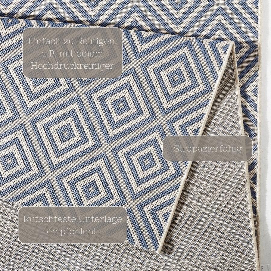 HANSE Home Vloerkleed Geruit Binnen- en buitengebruik loper weerbestendig ruit balkon tuin gang - Foto 2