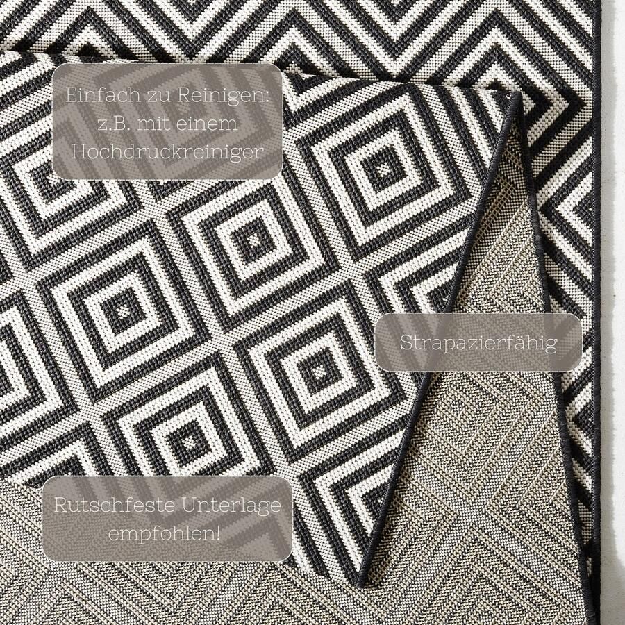 HANSE Home Vloerkleed Geruit Binnen- en buitengebruik loper weerbestendig ruit balkon tuin gang - Foto 2