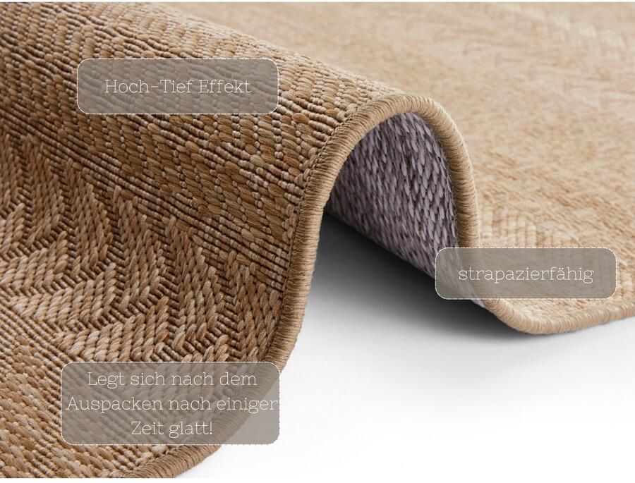 HANSE Home Vloerkleed Granado In- en outdoor sisal look robuust gemakkelijk in onderhoud platweefsel - Foto 3