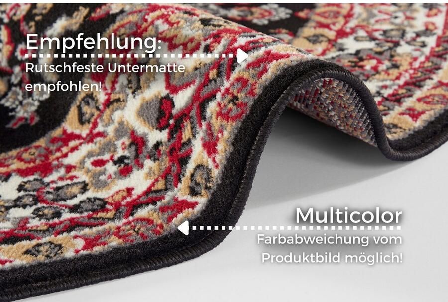 HANSE Home Vloerkleed Halton Korte pool oriënt look met randdessin robuust gemakkelijk in onderhoud afgehecht - Foto 6