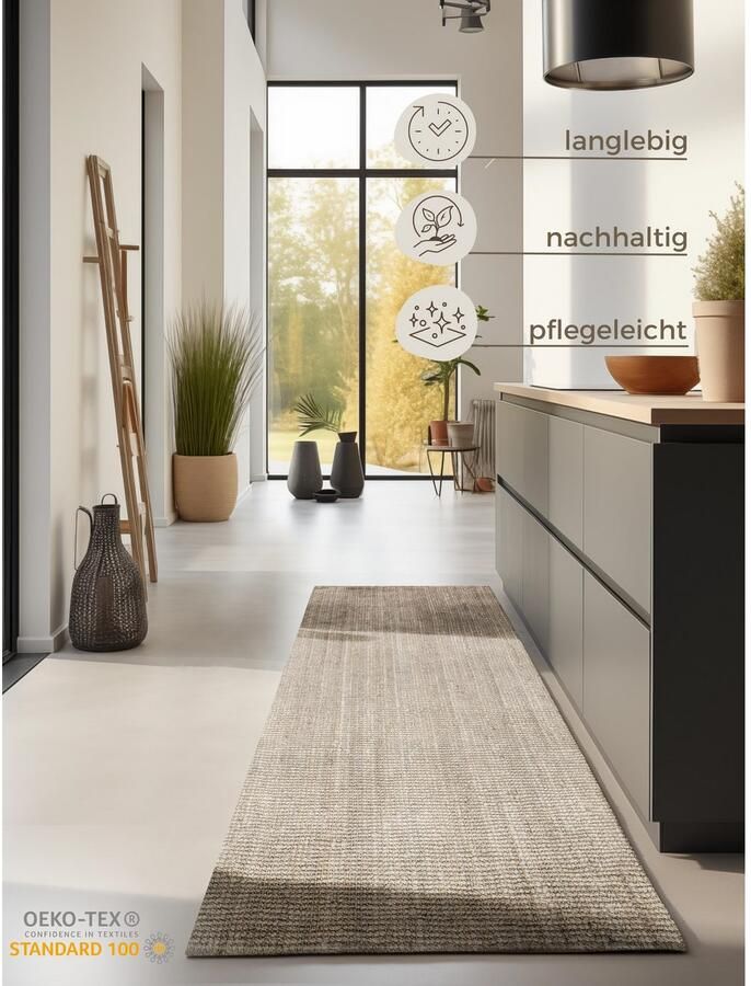 HANSE Home Vloerkleed Jaipur jute tapijt als loper en rond 100% natuurlijke vezel woonkamer eetkamer slaapkamer grs