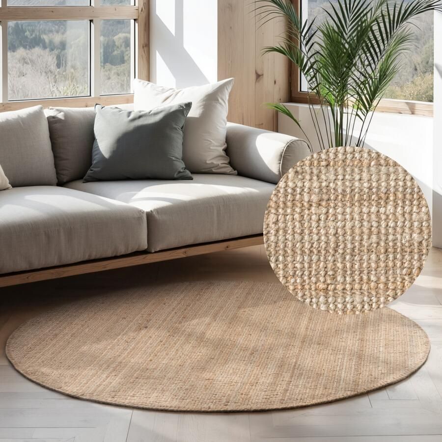 HANSE Home Vloerkleed Jaipur jute tapijt als loper en rond 100% natuurlijke vezel woonkamer eetkamer slaapkamer grs