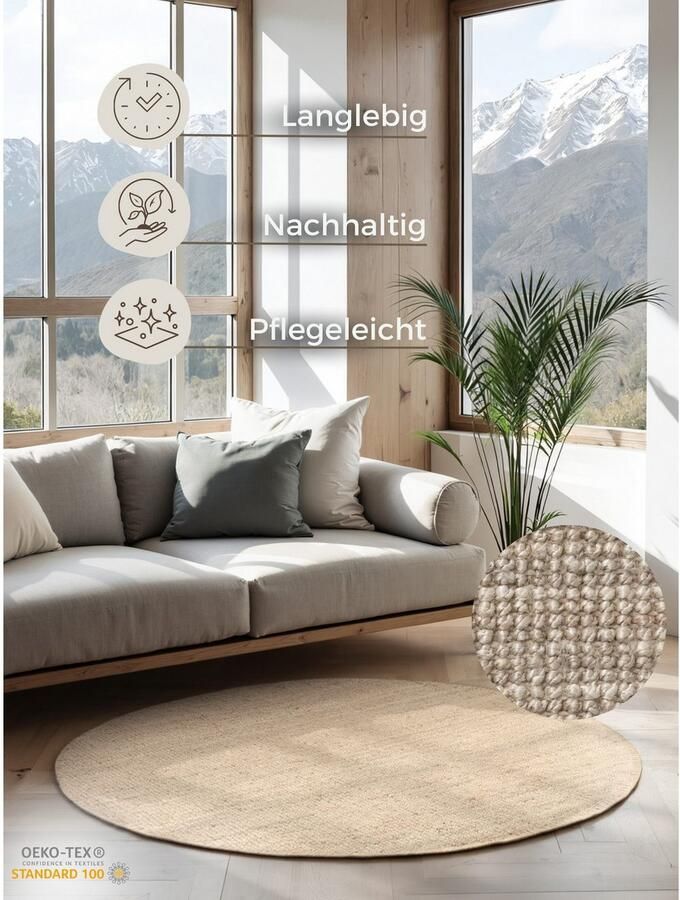 HANSE Home Vloerkleed Jaipur jute tapijt als loper en rond 100% natuurlijke vezel woonkamer eetkamer slaapkamer grs - Foto 8